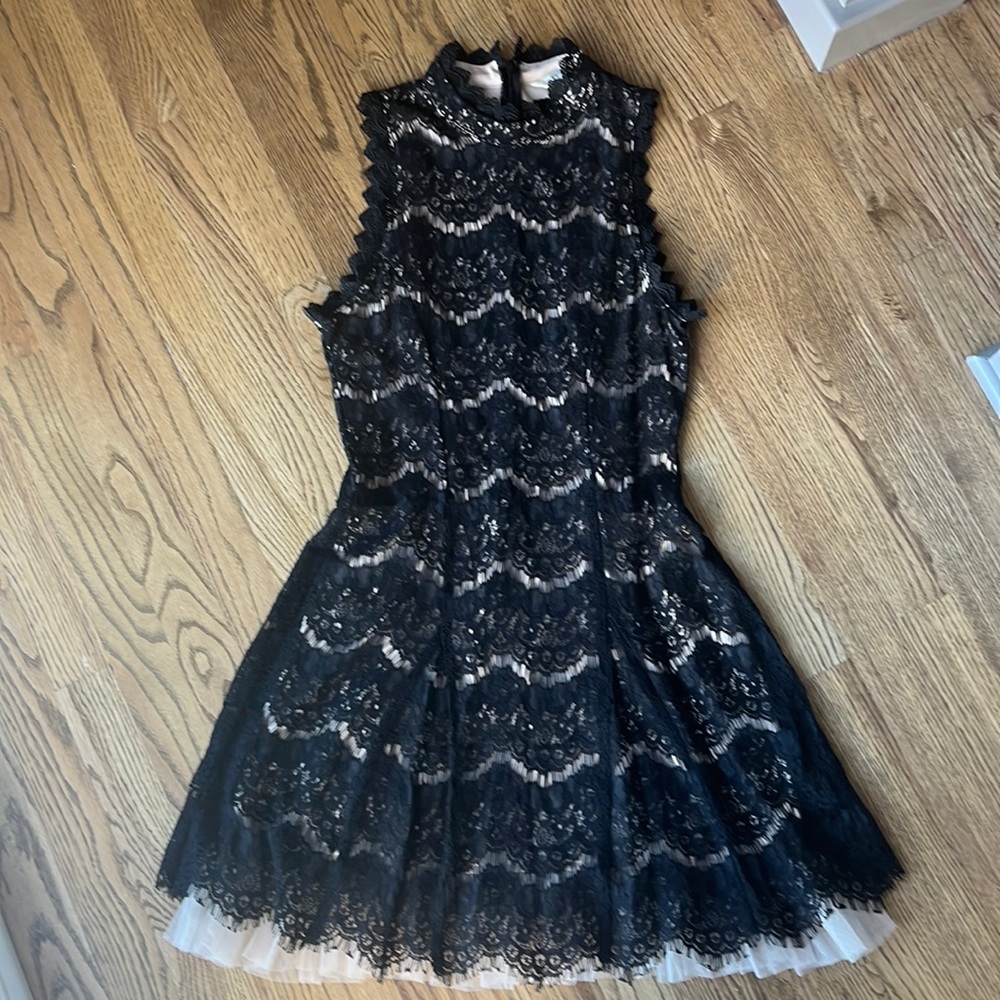 Francesca’s Black, High Neck Lace dress